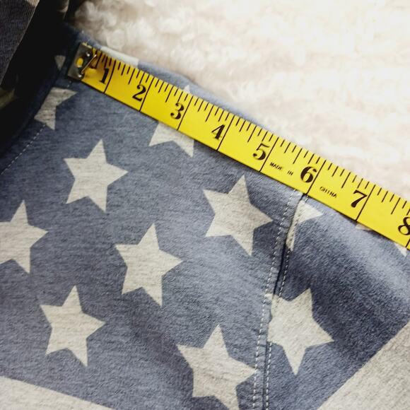 Hoodie Sz L Gray Flag Star Stripe Festival Americana Kangaroo Y2K Patriotic Red - Picture 7 of 16